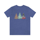 Christmas Shirts/ Watercolor 3 Pine Trees Stripe, Holly Leaves, Snowflakes T shirts