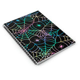 Halloween Journal/ Retro Neon Green, Pink And Blue Spiders And Webs Notebook/ Diary Gift