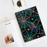 Halloween Journal/ Retro Neon Green, Pink And Blue Spiders And Webs Notebook/ Diary Gift