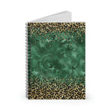 Leopard Journal/ Animal Print Pattern Gold Emerald Green Filigree Flourish Notebook/ Diary Gift