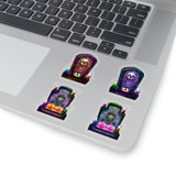Halloween Stickers/ Neon Cemetery Headstones And Candles Collection Laptop Decal, Planner, Journal Vinyl Sticker Pack