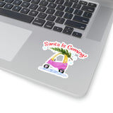 Christmas Stickers/ Santa Pink Toy Riding Car Laptop Decal, Planner, Journal Vinyl Stickers