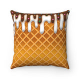 Ice Cream Throw Pillow/ Ice Cream Drip Waffle Cone Chocolate And Vanilla With Sprinkles Summer Décor
