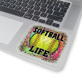 Softball Stickers/ Softball Life Neon Leopard Print Laptop Decal, Planner, Journal Vinyl Stickers