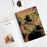 Halloween Journal/ Spooky Ghosts And Pumpkin Silhouettes In Orange Sunset Notebook/ Diary Gift