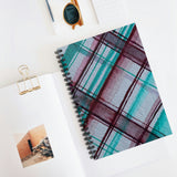 Plaid Journal/ Teal And Wine Plaid Watercolor Abstract Striped Notebook/ Diary Gift
