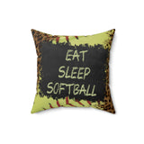 Softball Pillow/ Eat Sleep Softball Chalkboard Inspirational Quote Animal Print Bedroom Decor Gift