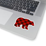 Christmas Stickers/ Red Buffalo Plaid Country Winter Bear Laptop Decal, Planner, Journal Vinyl Stickers