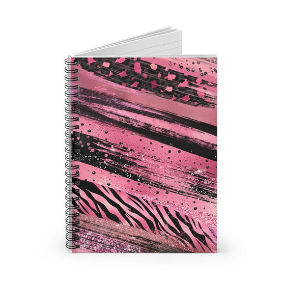Animal Print Journal/ Pink, Black Zebra Leopard Print Brushstroke Glam Notebook/ Diary Gift
