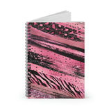 Animal Print Journal/ Pink, Black Zebra Leopard Print Brushstroke Glam Notebook/ Diary Gift