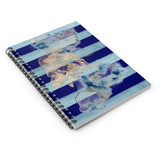Nautical Journal/ Navy Blue Stripe Ocean Wave Swirls Coastal Tropical Summer Notebook/ Diary Gift