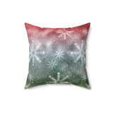 Christmas Pillow/ Vintage Snowflakes On Watercolor Red, White And Green Ombre Textured Background Holiday Décor