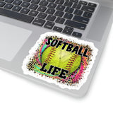 Softball Stickers/ Softball Life Neon Leopard Print Laptop Decal, Planner, Journal Vinyl Stickers