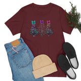 Christmas Shirts/ Watercolor Tie Dye Leopard Print Holiday Trees With Purple, Teal, Pink Bows T shirts