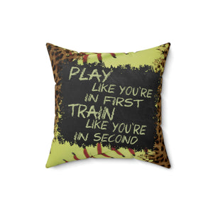Softball Pillow/ Inspirational Motivational Quote Play Like You're In First Animal Print Bedroom Decor Gift