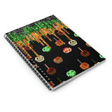 Halloween Journal/ Caramel Decorated Candy Apples With Glitter Imaged Green, Orange And Black Drips Notebook/ Diary Gift