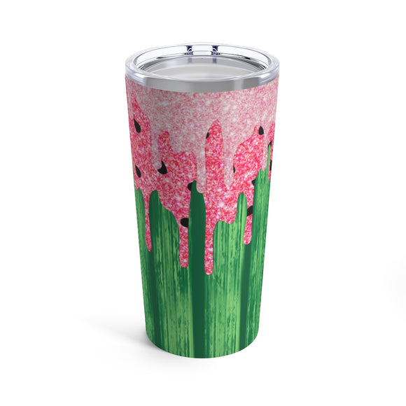 Watermelon Glam Stainless Steel 20oz Tumbler/  Watercolor Summer Glitter Pink Drips Travel Mug Gift
