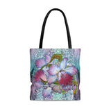 Floral Tote/ Purple Floral Orchids Glitter Glam Large Bag