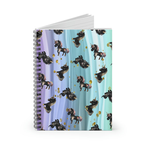 Unicorn Journal/ Black, Pink, Gold Cute Unicorn Fantasy Notebook/ Diary Gift