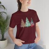 Christmas Shirts/ Watercolor 3 Pine Trees Stripe, Holly Leaves, Snowflakes T shirts