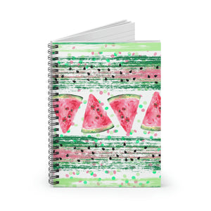 Watermelon Journal/ Pink Green Brushstrokes And Polkadots Watermelon Slices With Seeds Summer Notebook/ Diary Gift