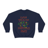 Christmas Sweatshirt/ Funny This Is Fine I’m Fine Messy Tangled Holiday Lights Pajama Winter Holiday Fleece Sweater