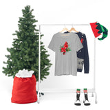 Christmas Shirts/ Red Cardinal With Pine Tree Branches, Holly And Poinsettia Winter Holiday T shirts