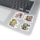 Fairies And Dragons Stickers/ Watercolor Fantasy Fairies With Dragons Art Collection Laptop Decal, Planner, Journal Vinyl Sticker Pack