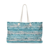 Nautical Tote Rope Handle Bag/ Blue White Beach Wood Seashells And Starfish Coastal Tropical Large Weekender Beach Bag