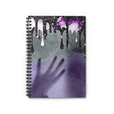 Halloween Journal/ Creepy Purple And Gray Shadow Alien Ghost Hand With Glitter Imaged Black Drips Notebook/ Diary Gift