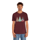 Christmas Shirts/ Watercolor 3 Pine Trees Stripe, Holly Leaves, Snowflakes T shirts