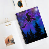 Halloween Journal/ Spooky Flying Witch Silhouette In Blue Starry Night Sky Notebook/ Diary Gift
