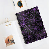 Halloween Journal/ Glam Purple Spider Web On Textured Black Background Notebook/ Diary Gift