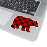 Christmas Stickers/ Red Buffalo Plaid Country Winter Bear Laptop Decal, Planner, Journal Vinyl Stickers