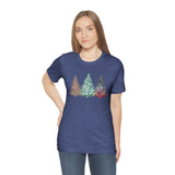 Christmas Shirts/ Watercolor 3 Pine Trees Stripe, Holly Leaves, Snowflakes T shirts