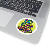 Softball Stickers/ Eat Sleep Softball Neon Tie Dye Laptop Decal, Planner, Journal Vinyl Stickers