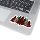 Christmas Stickers/ Red And Green Plaid Holiday Trees Laptop Decal, Planner, Journal Vinyl Stickers