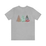Christmas Shirts/ Watercolor 3 Pine Trees Stripe, Holly Leaves, Snowflakes T shirts