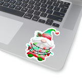 Christmas Stickers/ Holiday Gnome With String Lights Laptop Decal, Planner, Journal Vinyl Stickers