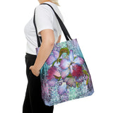 Floral Tote/ Purple Floral Orchids Glitter Glam Large Bag