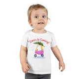 Christmas Children Toddler Shirts/ Santa Is Coming Pink and Yellow Toy Car With Christmas Tree Holiday Toddler T-Shirts