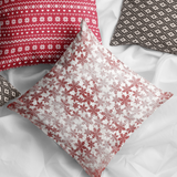 Christmas Pillow/ Watercolor Vintage Red Snowflakes Holiday Décor