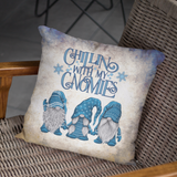 Christmas Gnome Pillow/ Chillin With My Gnomies Winter Blue Sweater Gnome Trio Holiday Decor