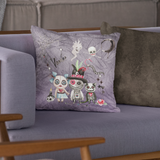 Halloween Throw Pillow/ Spooky Moon Cute Watercolor Voodoo Dolls And Black Magic Spells Cat Decor