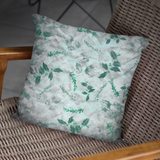 Christmas Pillow/ Emerald Green Holly Leaves And Winter Stems Distressed Vintage Pattern Holiday Décor