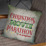 Christmas Pillow/ Christmas Movie Marathon In Progress Retro Vintage Green Marquee Letter Lights Holiday Décor