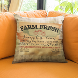 Autumn Fall Pillow/ Farm Fresh Pumpkins Hay Rides, Corn Maze Sign Orange And Green Plaid Farmhouse Decor