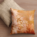 Autumn Fall Pillow/ Watercolor Oil Paint Imaged Fusion Rust Autumn Oak Leaves And Gold Accents Farmhouse Decor