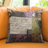 Halloween Throw Pillow/ Gothic Medieval Spooky Apothecary Purple And Orange Patchwork Decor