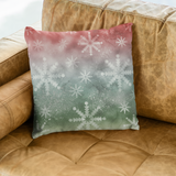 Christmas Pillow/ Vintage Snowflakes On Watercolor Red, White And Green Ombre Textured Background Holiday Décor